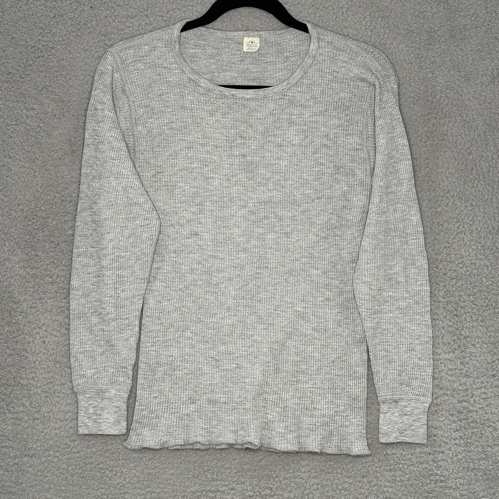 Vtg Northwest Territory L Gray Made In USA Long Sleeve Thermal Shirt Waffle Knit